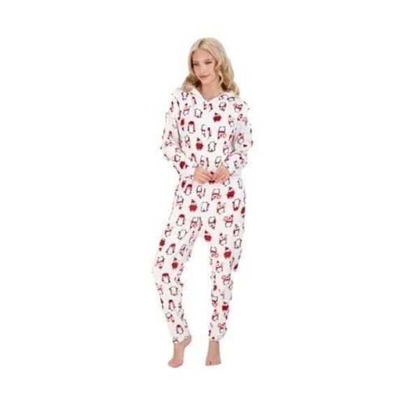 NYC Underground Womens Christmas holiday size s/m Comfy Sleepwear One-Piece Paja - Picture 2 of 5